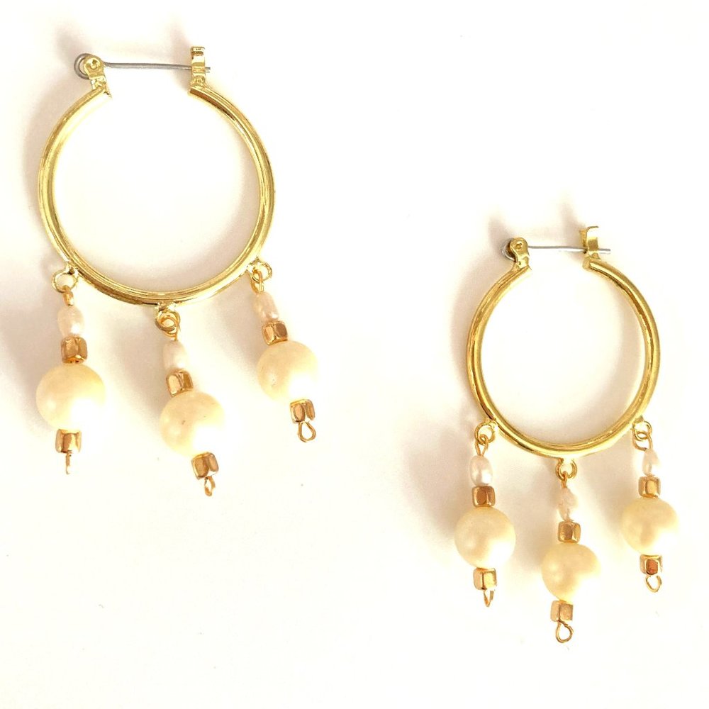 Natural Pearls Earrings, Gold Plated, Micro Pearls
